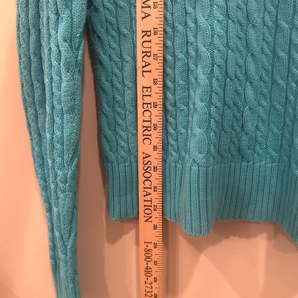 GAP Women's Teal Cable Knit Sweater Stretchy Layer Y2K Sz L - Picture 4 of 9